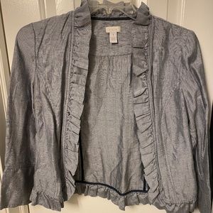 Stripped ruffle blazer